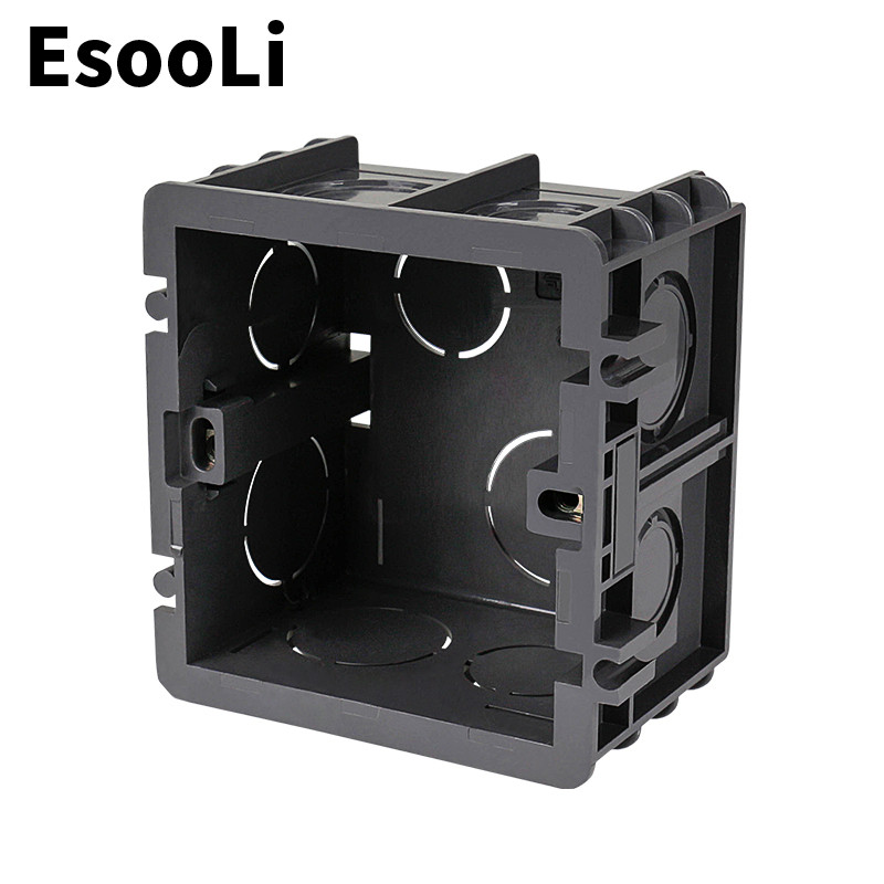 EsooLi augstas stiprības montāžas kastes iekšējā kasete 82 mm * 76 mm * 50 mm 86 tipa slēdzim un kontaktligzdai, melna vadu aizmugurējā kārba