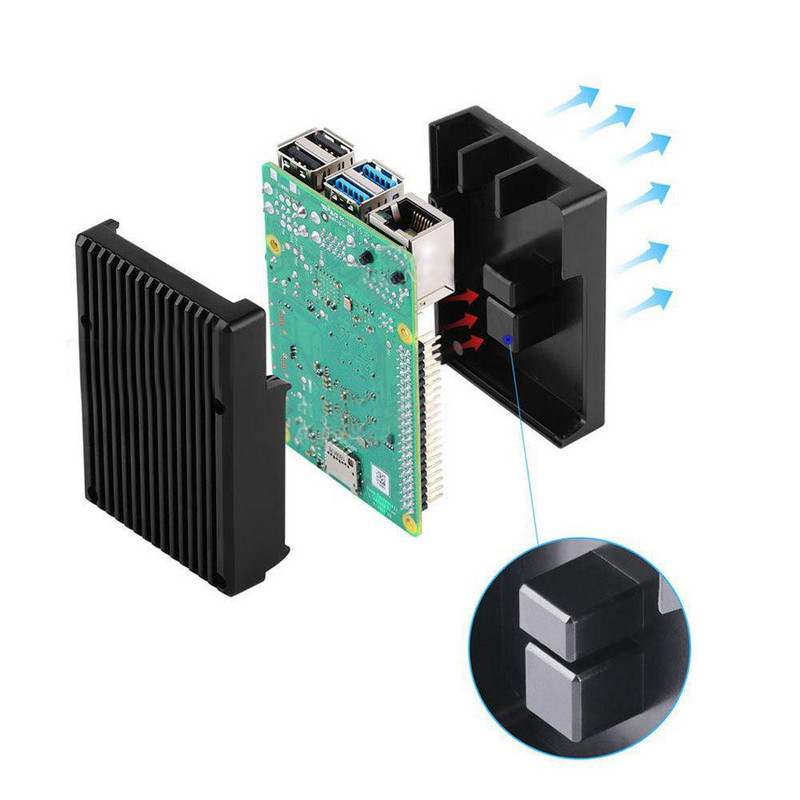 Raspberry Pi 4 Model B Crno tamno sivo Kućište od aluminijske legure Kućište s pasivnim hlađenjem Metalno kućište Disipacija topline za Pi 4