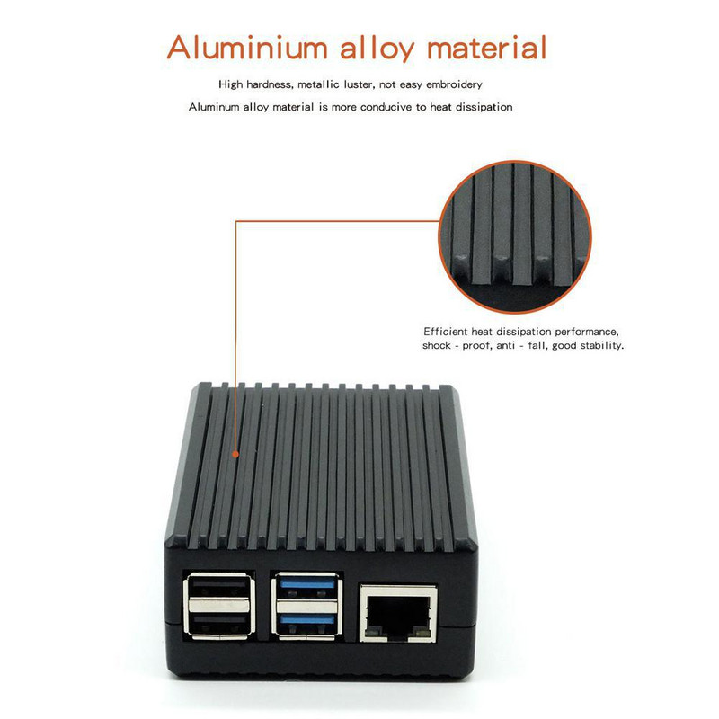 Raspberry Pi 4 Model B Crno tamno sivo Kućište od aluminijske legure Kućište s pasivnim hlađenjem Metalno kućište Disipacija topline za Pi 4