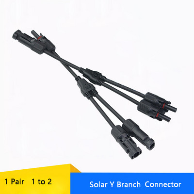 1Pair 2 to 1 Y Branch Parallel Connector 1000V30A Electrical PV T Connector With 4mm2 Solar Cable for Solar Photovoltaic System