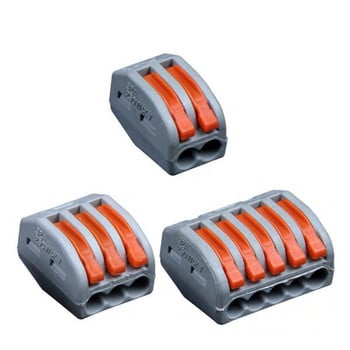 40 τεμ. 3pin 222-413 Universal Compact Wire Connector Construction Conductor with Lever AWG 28-12 Grey Color