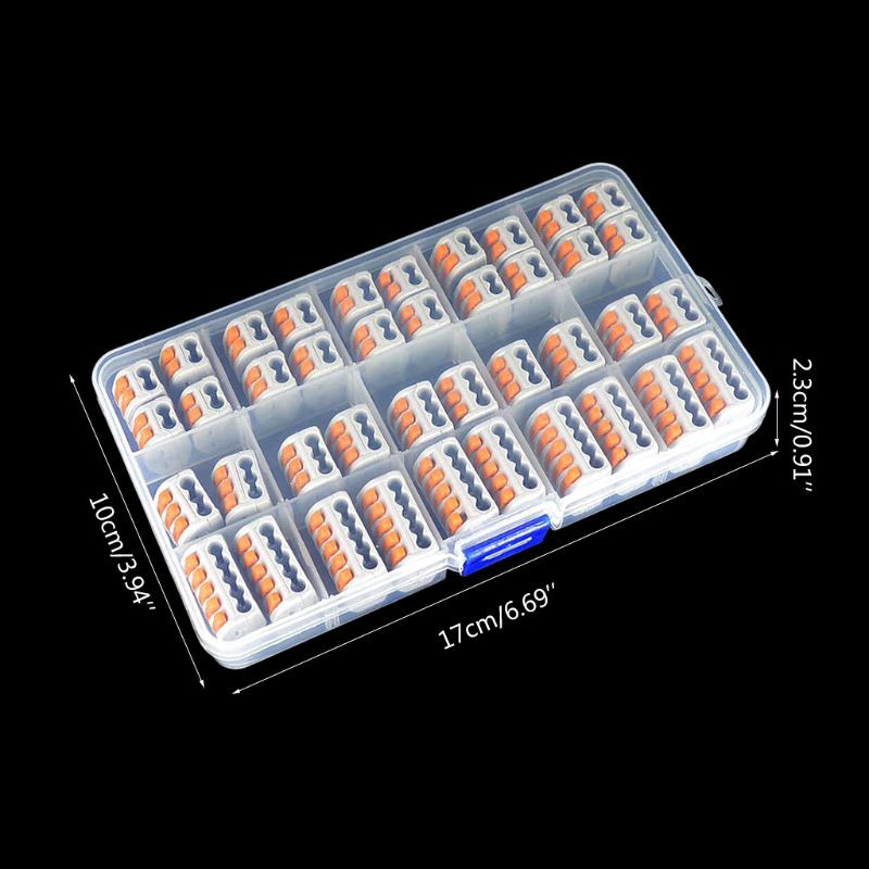 40 gab. 3 kontaktu 222-413 Universāls kompakto vadu vadu savienotājs vadu spaiļu bloks ar sviru AWG 28-12 pelēka krāsa