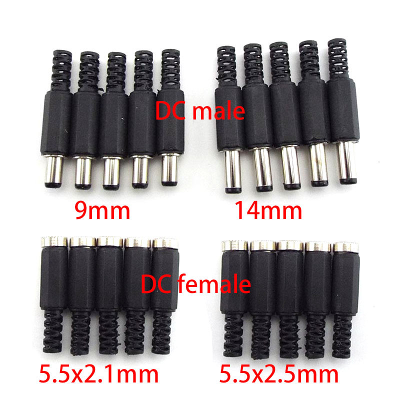 DC ženski muški konektori za napajanje 5,5 mm x 2,1 mm 5,5 x 2,5 mm Ženski muški utičnica Adapterska žica 5525 5521