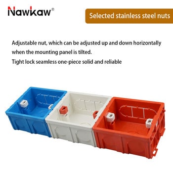 Nawkaw 86*84*50 мм регулируема тъмна кутия за скрит вътрешен монтаж за превключвател тип 86 и гнездо бяла/червена/синя съединителна кутия