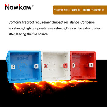 Nawkaw 86*84*50 мм регулируема тъмна кутия за скрит вътрешен монтаж за превключвател тип 86 и гнездо бяла/червена/синя съединителна кутия