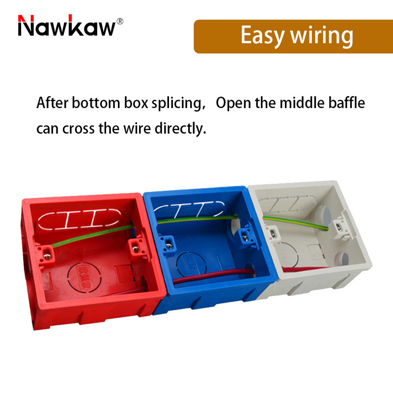 Nawkaw 86 * 84 * 50 mm regulējama slēpta iekšējā montāžas tumšā kaste 86 tipa slēdzim un kontaktligzdai baltai/sarkanai/zilai sadales kārbai