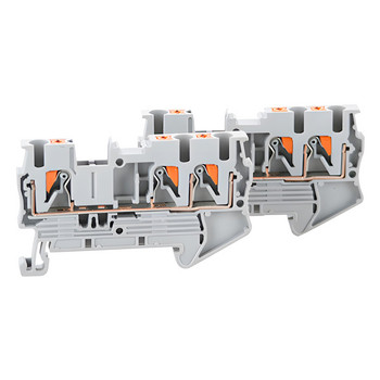 Μπλοκ ακροδεκτών Din Rail Mount PT 2.5-Twin 3 Conductors Push In Springless Screwless Feed Through Wire Conductor 10pcs Wire Connector