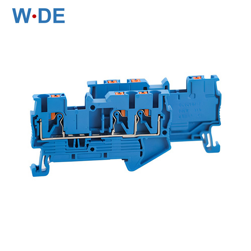 Priključni blok Montaža na din šinu PT 2,5-dvostruki 3 vodiča Push in Opruga Uvlačenje kroz žicu bez vijaka 10 kom žica konektor