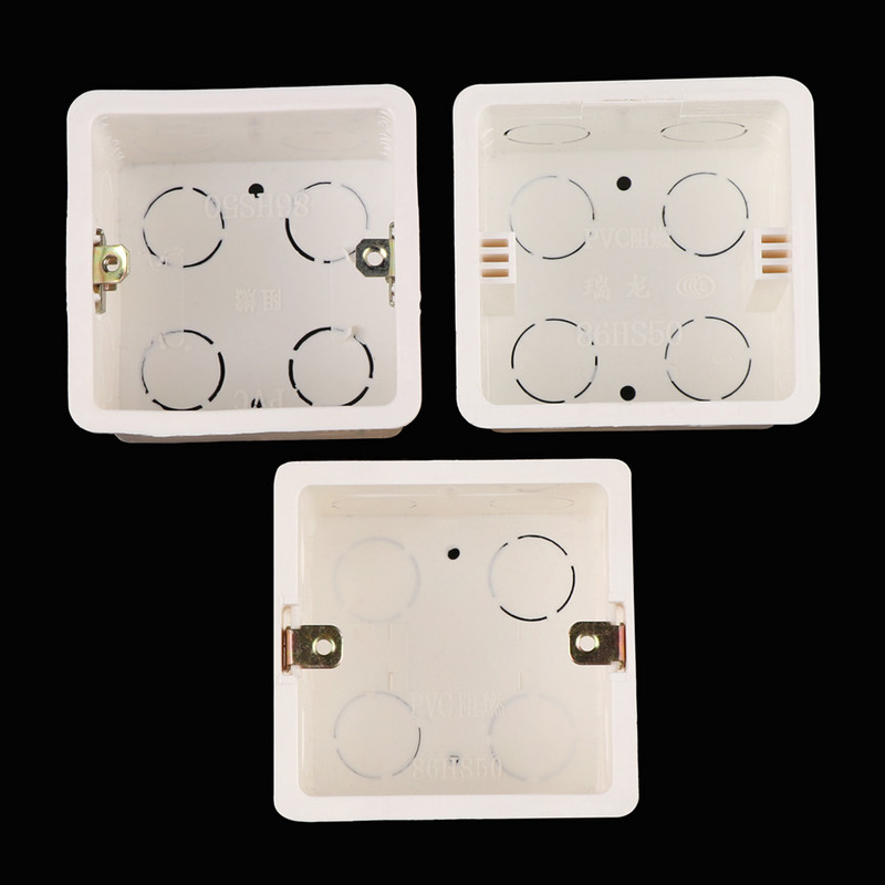 86 * 86 *50 mm PVC plastika otporna na plamen Waring Stražnja kutija Zidni prekidač sa skrivenim dnom, zadebljanim zidnim prekidačem Razvodna kutija