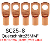 25/50/100 kom. Bakreni prstenovi konektori za žicu goli kabel Električni stezaljki SC6-6 SC6-8 SC10-6 SC10-8 SC16-6 SC16-8 SC25-6