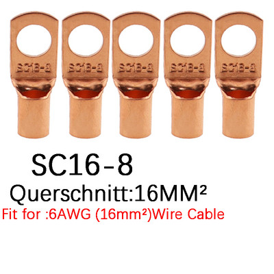 25/50/100 kom. Bakreni prstenovi konektori za žicu goli kabel Električni stezaljki SC6-6 SC6-8 SC10-6 SC10-8 SC16-6 SC16-8 SC25-6