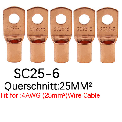25/50/100 kom. Bakreni prstenovi konektori za žicu goli kabel Električni stezaljki SC6-6 SC6-8 SC10-6 SC10-8 SC16-6 SC16-8 SC25-6