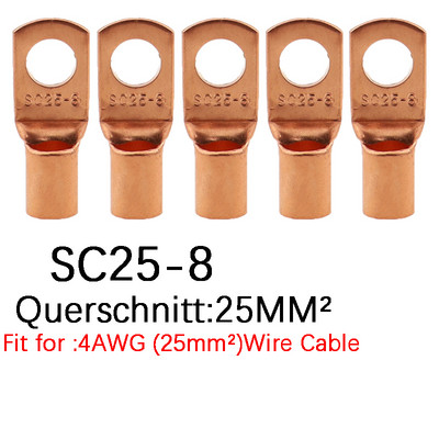 25/50/100 kom. Bakreni prstenovi konektori za žicu goli kabel Električni stezaljki SC6-6 SC6-8 SC10-6 SC10-8 SC16-6 SC16-8 SC25-6