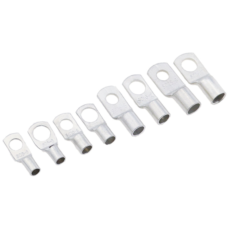 60Pcs SC goli terminali ušica Pokositrena bakrena cijev Prstenasta ušica Brtva Konektori žice za bateriju Goli kabel Naborani/zalemljeni terminali Kit