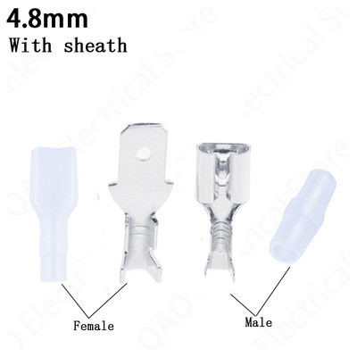 100 tk/partii 2,8/4,8/6,3 mm emane ja isane pressklemmliides Kuldne messing/hõbedane autokõlari elektrijuhtmete pistikute komplekt