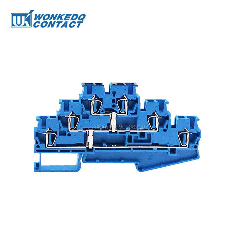 5gab ST 2,5-3L-PV trīs līmeņu atsperes sprosts savienotājs ar potenciāla izlīdzināšanas 2,5 mm kabeli ST2,5 elektriskās Din sliedes spaiļu bloks