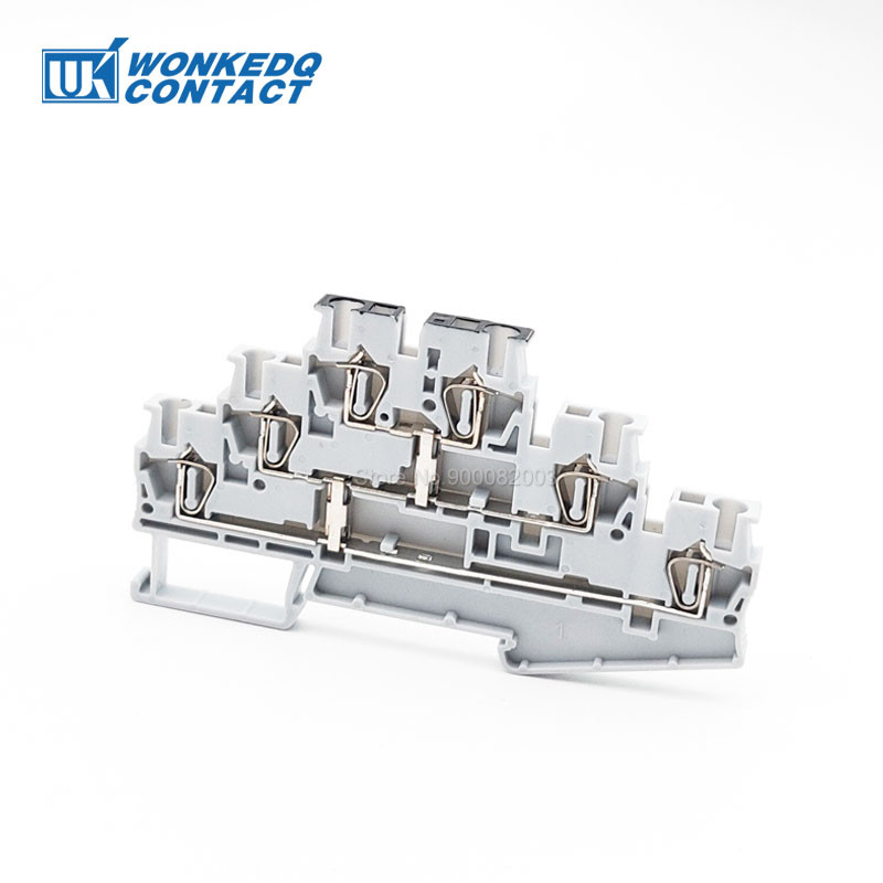 5gab ST 2,5-3L-PV trīs līmeņu atsperes sprosts savienotājs ar potenciāla izlīdzināšanas 2,5 mm kabeli ST2,5 elektriskās Din sliedes spaiļu bloks