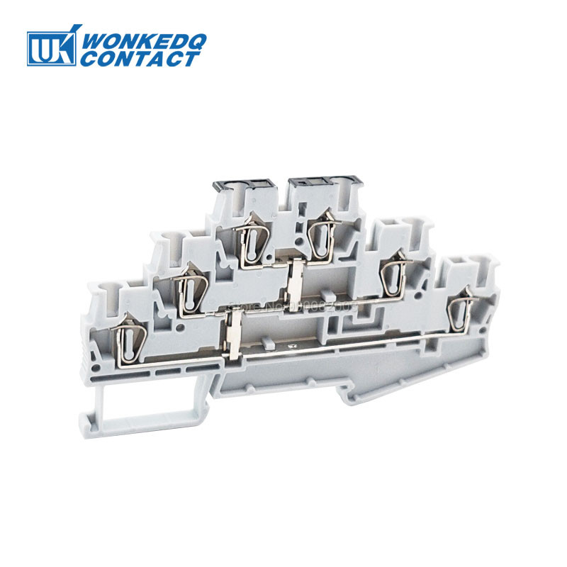 5gab ST 2,5-3L-PV trīs līmeņu atsperes sprosts savienotājs ar potenciāla izlīdzināšanas 2,5 mm kabeli ST2,5 elektriskās Din sliedes spaiļu bloks