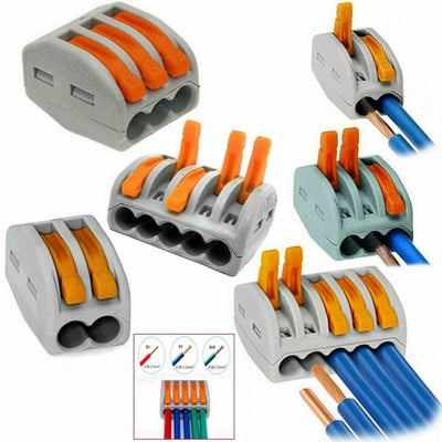 20/10Pcs Terminal Blocks PCT212-PCT218 SPL-2-3 0,08-2,5mm Universal Compact Electric Wire Connectors Conductor Splitter