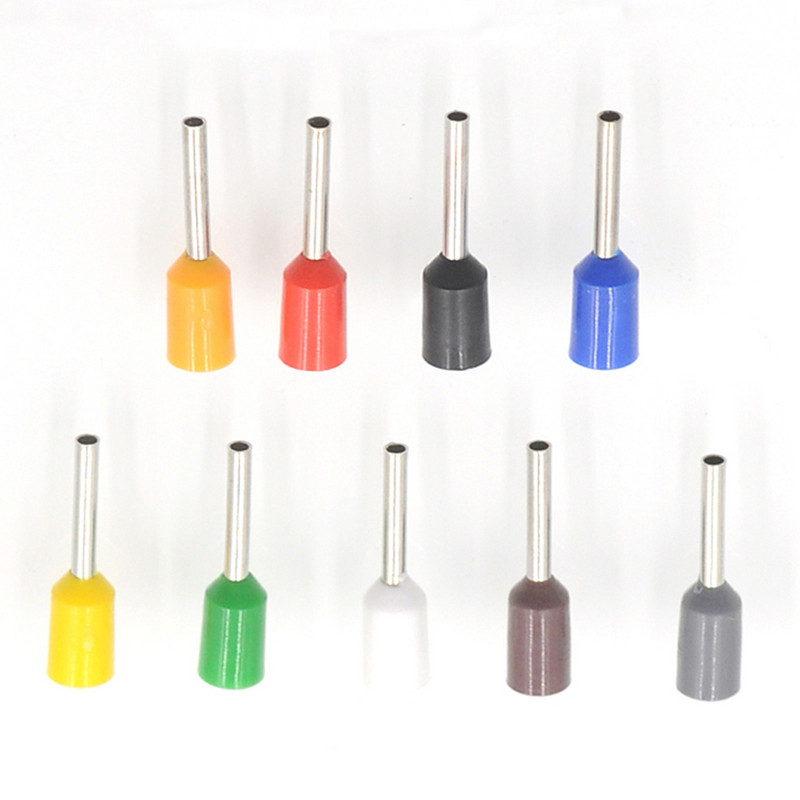 1000Pcs Cjevčicom izolirani završetak kabela Stezaljke za električne žice Konektor E0306 E0308 E0310 Bakreni kabelski prstenovi VE 24AWG