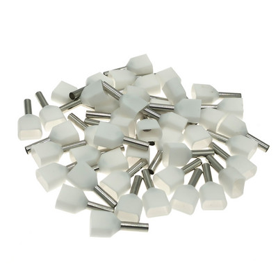 50 gab. Divu vadu cauruļu iepriekš izolēti vada gala gofrēšanas spailes TE0508~7512 Elektrisko kabeļu uzgaļi Vara 22-20AWG 0,5-0,75 mm²