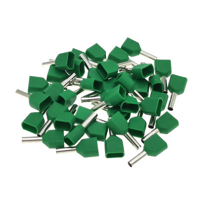 50 gab. Divu vadu cauruļu iepriekš izolēti vada gala gofrēšanas spailes TE0508~7512 Elektrisko kabeļu uzgaļi Vara 22-20AWG 0,5-0,75 mm²