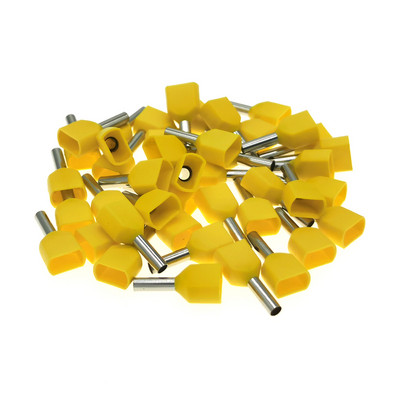 50 gab. Divu vadu cauruļu iepriekš izolēti vada gala gofrēšanas spailes TE0508~7512 Elektrisko kabeļu uzgaļi Vara 22-20AWG 0,5-0,75 mm²