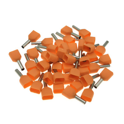 50 gab. Divu vadu cauruļu iepriekš izolēti vada gala gofrēšanas spailes TE0508~7512 Elektrisko kabeļu uzgaļi Vara 22-20AWG 0,5-0,75 mm²