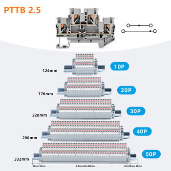 PT 2.5 Τύπος Push-in Στερέωμα ελατηρίου DIN Rail Terminal Blocks Σετ 31A 800V