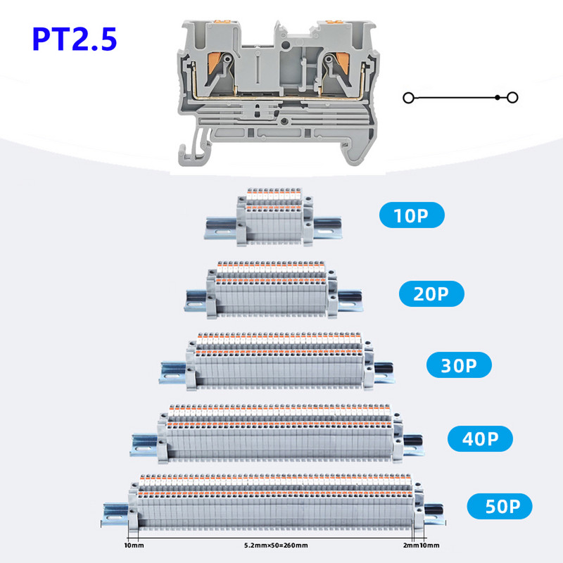 PT 2.5 Комплект клеми за клеми за DIN релса тип Push-in 31A 800V