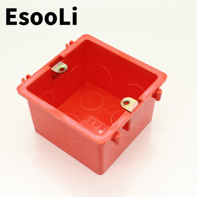 EsooLi Red 86*86MM kazettás univerzális fehér falra szerelhető doboz EU/UK aljzat hátsó dobozhoz és fali érintőkapcsolóhoz, népszerű RU-ban