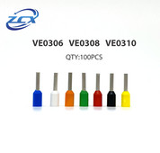 100gab. VE0306 VE0308 VE0310 izolētas uzgaļi Cauruļveida iepriekš izolēta gofrētā stieple auksti spiesta Eiropas adatas spaile