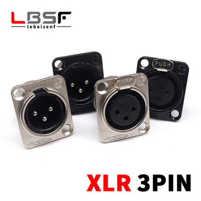 HF XLR 3 tűs dugós csatlakozó panel audio mikrofon csatlakozó dugó fekete ezüst YS145BG YS146BG réz érintkező XLR fém aljzat