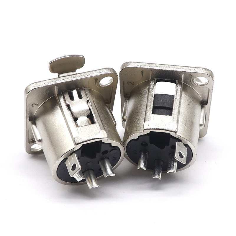 HF XLR 3pin Muški Ženski Panel Audio Mikrofon Jack Utični konektor Crno srebrna YS145BG YS146BG Bakreni kontakt XLR Metalna utičnica