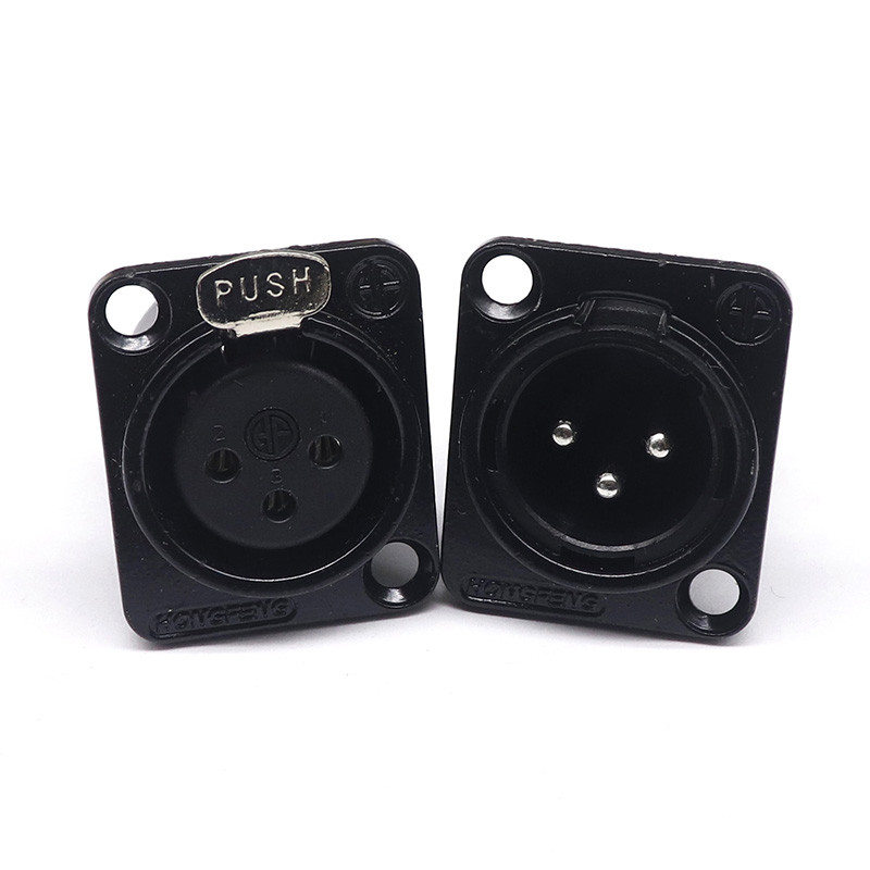 HF XLR 3pin Muški Ženski Panel Audio Mikrofon Jack Utični konektor Crno srebrna YS145BG YS146BG Bakreni kontakt XLR Metalna utičnica
