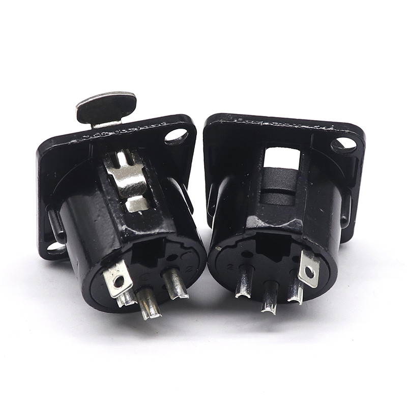 HF XLR 3pin Muški Ženski Panel Audio Mikrofon Jack Utični konektor Crno srebrna YS145BG YS146BG Bakreni kontakt XLR Metalna utičnica