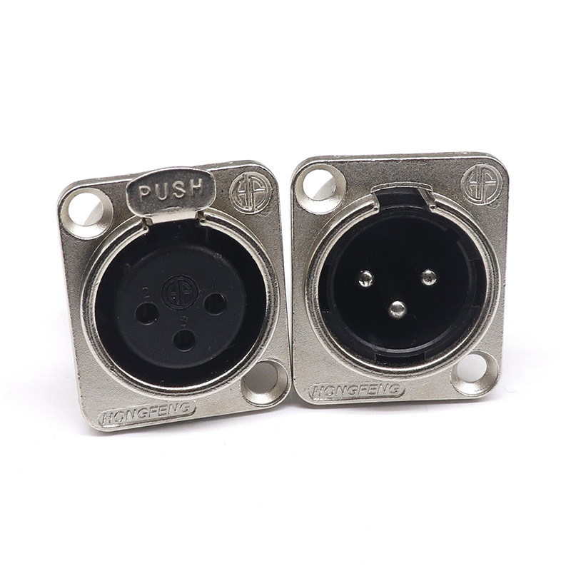 HF XLR 3pin Muški Ženski Panel Audio Mikrofon Jack Utični konektor Crno srebrna YS145BG YS146BG Bakreni kontakt XLR Metalna utičnica