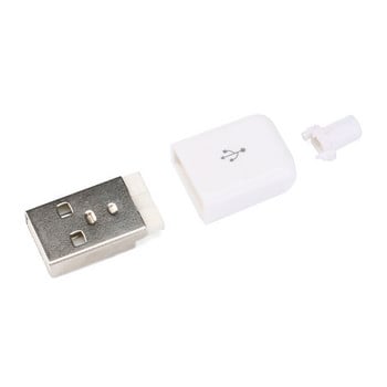 10 ΤΕΜ DIY USB 2.0 βύσμα σύνδεσης αρσενικό A τύπου 4 ακίδων Συναρμολόγηση προσαρμογέα υποδοχή Τύπος συγκόλλησης μαύρο πλαστικό κέλυφος για σύνδεση δεδομένων