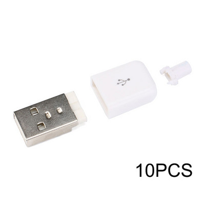 10PCS DIY USB 2.0 konektor utikač muški A tip 4 pinski sklop adapter utičnica vrsta lemljenja crna plastična školjka za podatkovnu vezu