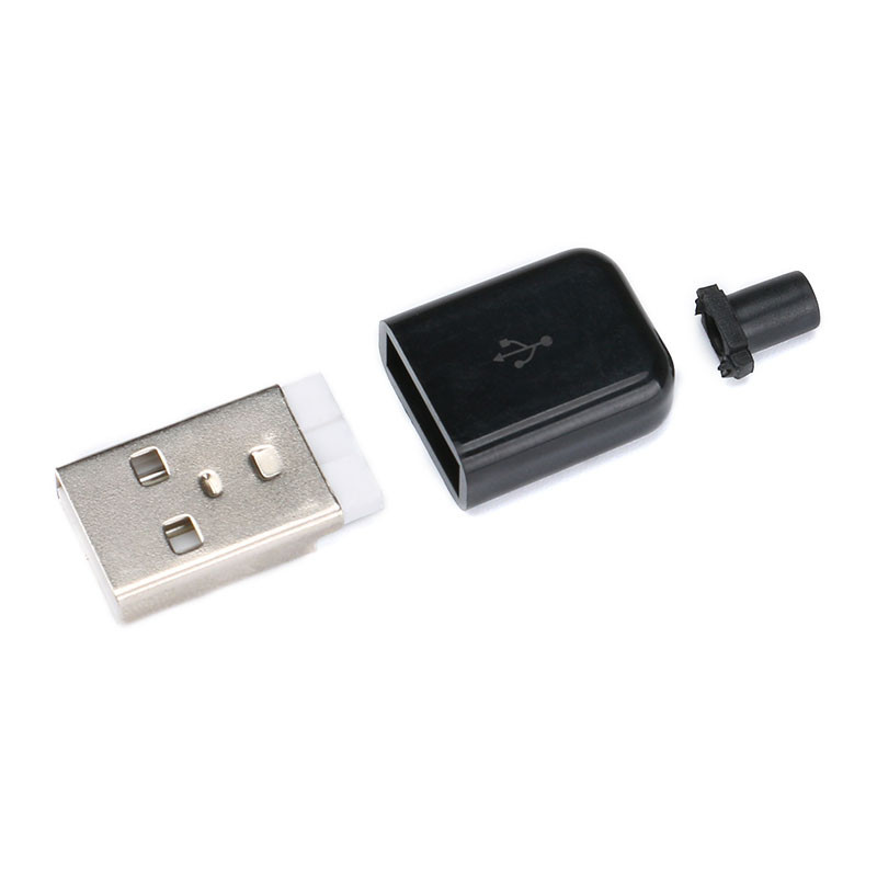 10PCS DIY USB 2.0 konektor utikač muški A tip 4 pinski sklop adapter utičnica vrsta lemljenja crna plastična školjka za podatkovnu vezu