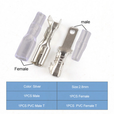 50/100 set 2,8/4,8/6,3 mm ženski muški lopatasti konektor za stezaljku za hladno stezanje zvučnika automobila Set konektora za električne žice