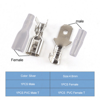50/100 set 2,8/4,8/6,3 mm ženski muški lopatasti konektor za stezaljku za hladno stezanje zvučnika automobila Set konektora za električne žice