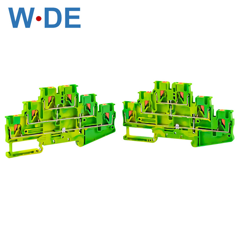 1 gabals PT2.5-3L-PE Din sliedes spaiļu bloks PE tips elektriskais savienotājs trīsslāņu atsperes savienojuma zemējums spaiļu bloks