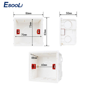 EsooLi New Desigh PVC пластмасова регулируема монтажна кутия, вътрешна касета 86*83*50 за превключвател и контакт тип 86