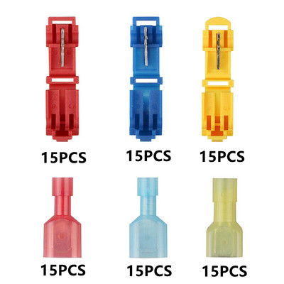 90/480 kom T Tap Tip Električni konektor Terminal Brzi konektori električnih kabela Snap Splice Lock Wire Terminal Crimp Splice