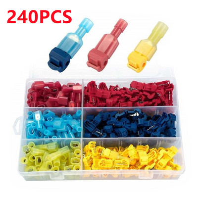 90/480 kom T Tap Tip Električni konektor Terminal Brzi konektori električnih kabela Snap Splice Lock Wire Terminal Crimp Splice