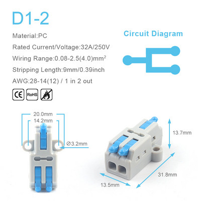 5/10PCS Mini 1 In Multiple Out Brzi kabelski konektor s rupom za vijke Kompaktni čeoni razdjelnik spojni terminalni blok