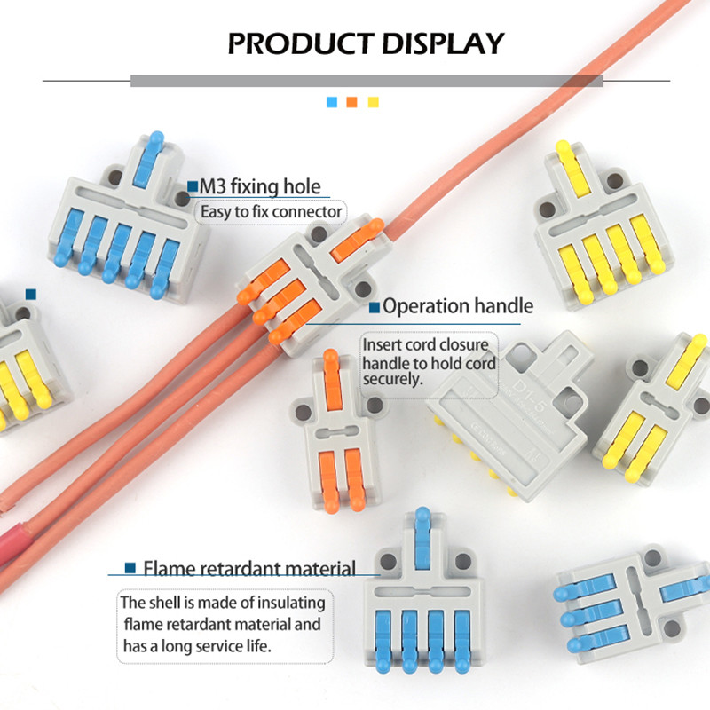 5/10PCS Mini 1 In Multiple Out Brzi kabelski konektor s rupom za vijke Kompaktni čeoni razdjelnik spojni terminalni blok