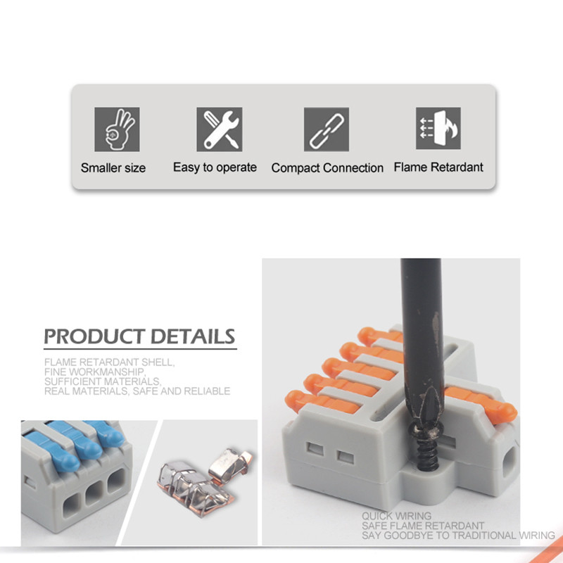 5/10PCS Mini 1 In Multiple Out Brzi kabelski konektor s rupom za vijke Kompaktni čeoni razdjelnik spojni terminalni blok
