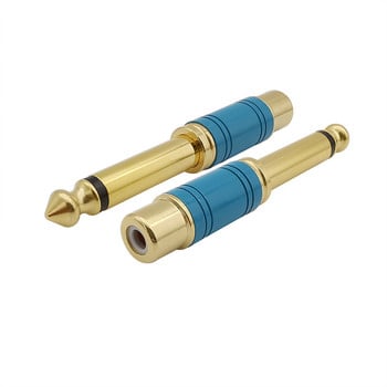 2 τεμ. Υποδοχή ήχου RCA Jack 6,35 mm Μονοφωνικό αρσενικό βύσμα σε RCA Θηλυκό βύσμα μετατροπέα ηχείου